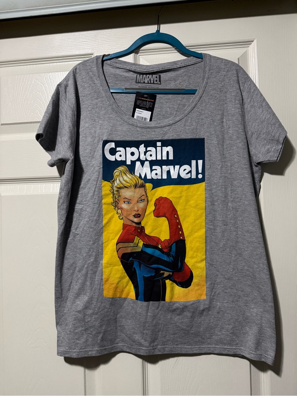 Marvel Captain Marvel Tee - Gray with Yellow & Red Print